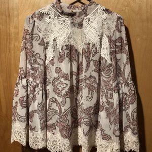 Elegant LOFT Paisley Peasant Blouse